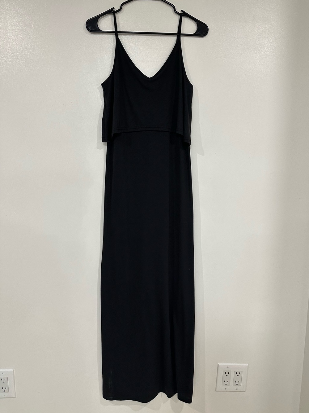 H&M Black Spaghetti Strap Maxi Dress with Overlay Bodice
